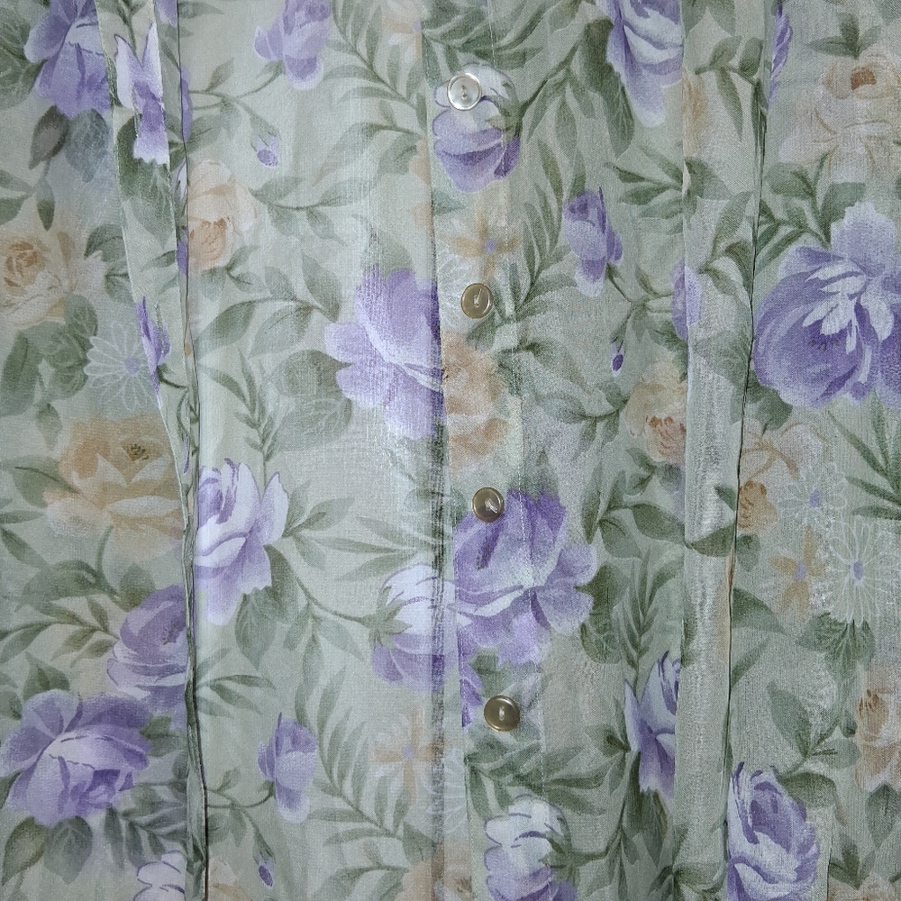 Floral Sheer Green and Purple Dress - Picture 13 of 14